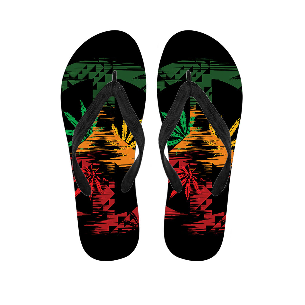 Rasta Peace Sign Print Flip Flops