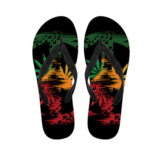 Rasta Peace Sign Print Flip Flops