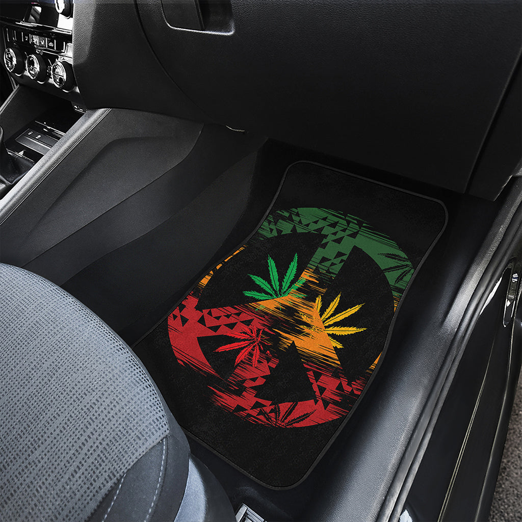 Rasta Peace Sign Print Front and Back Car Floor Mats