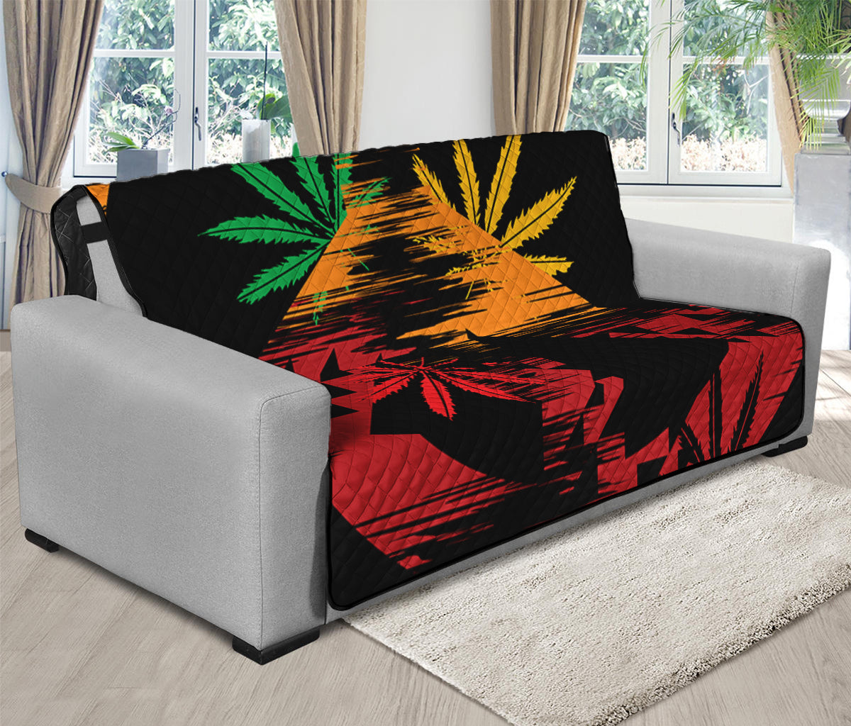 Rasta Peace Sign Print Futon Protector