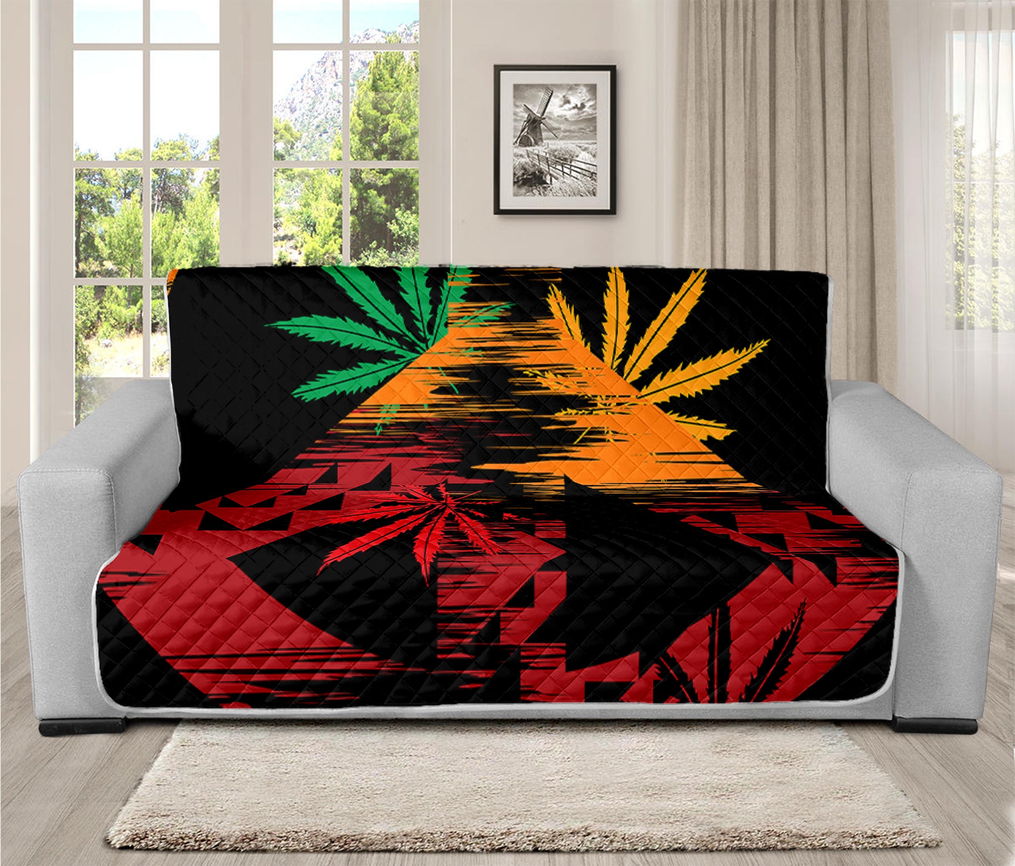 Rasta Peace Sign Print Futon Protector