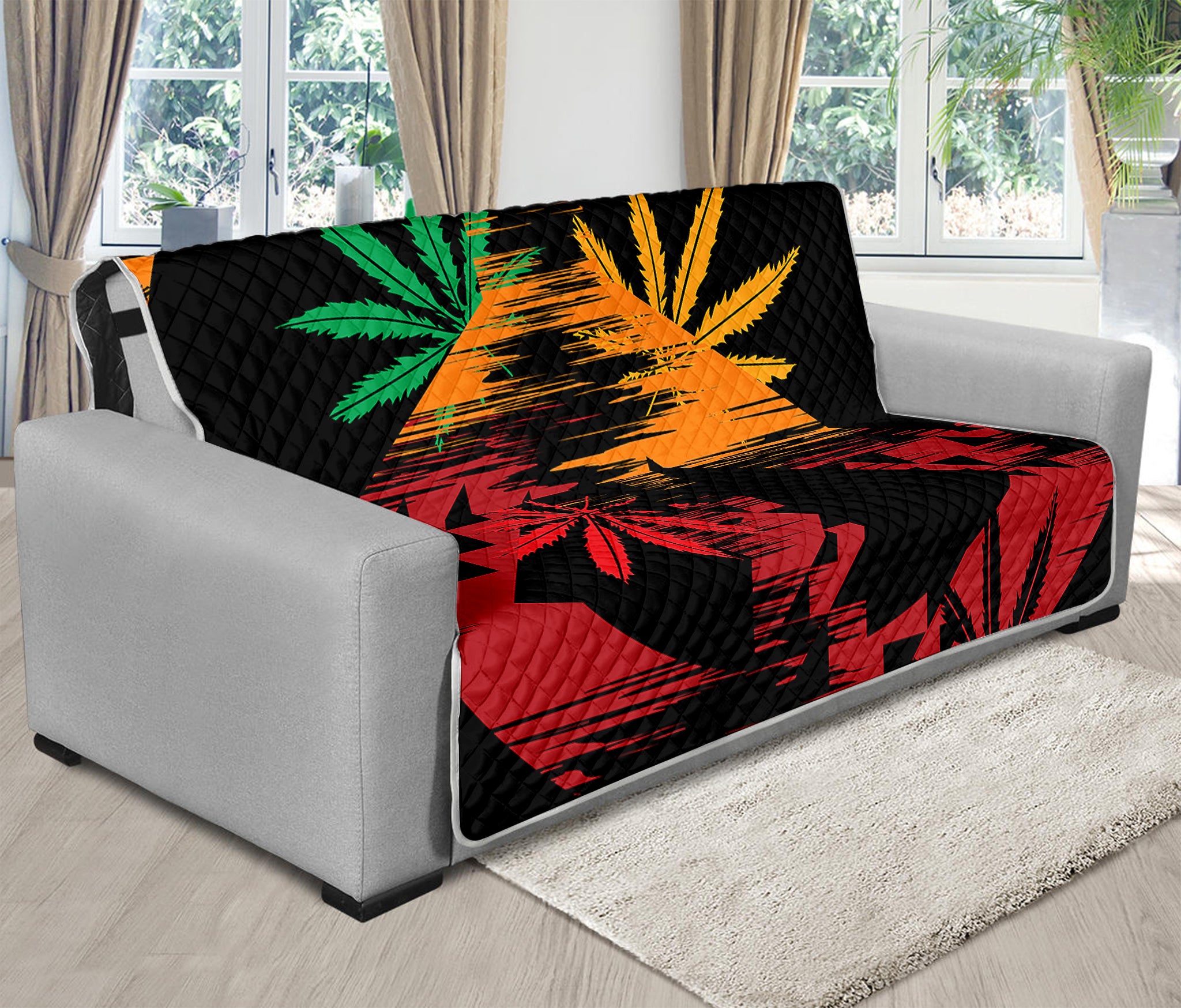 Rasta Peace Sign Print Futon Protector