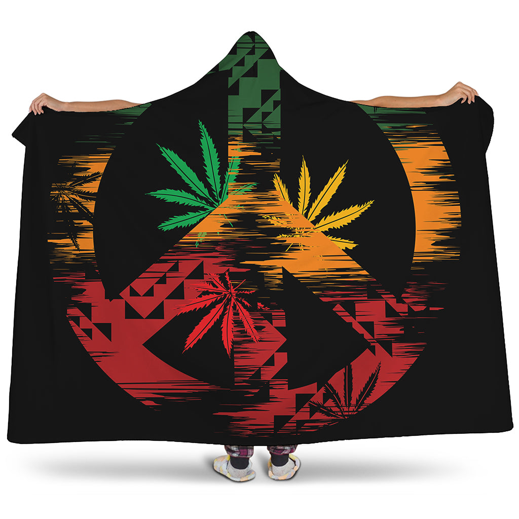 Rasta Peace Sign Print Hooded Blanket