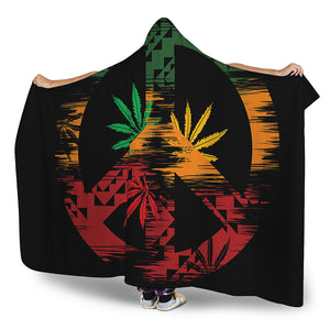 Rasta Peace Sign Print Hooded Blanket