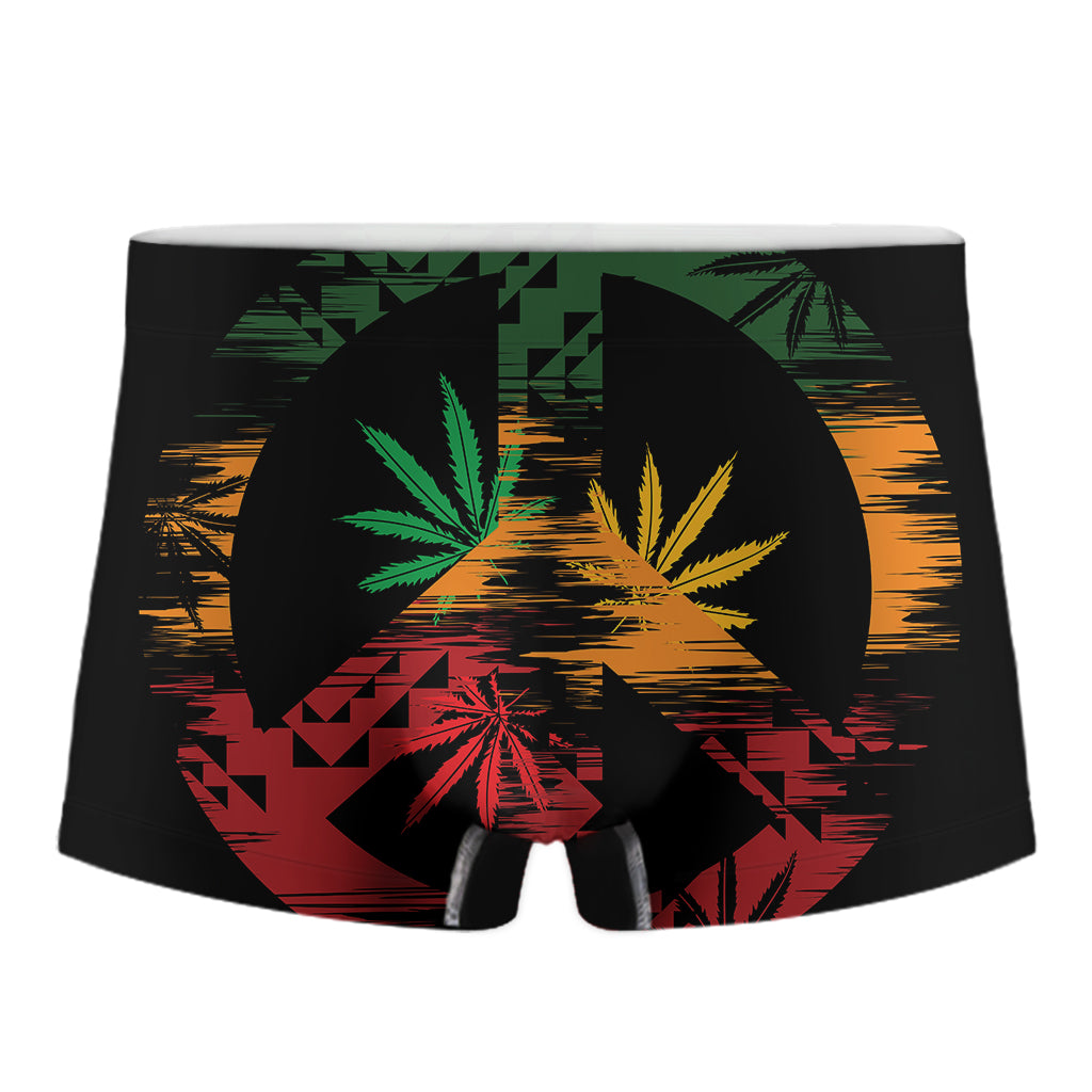 Rasta Peace Sign Print Men's Boxer Briefs