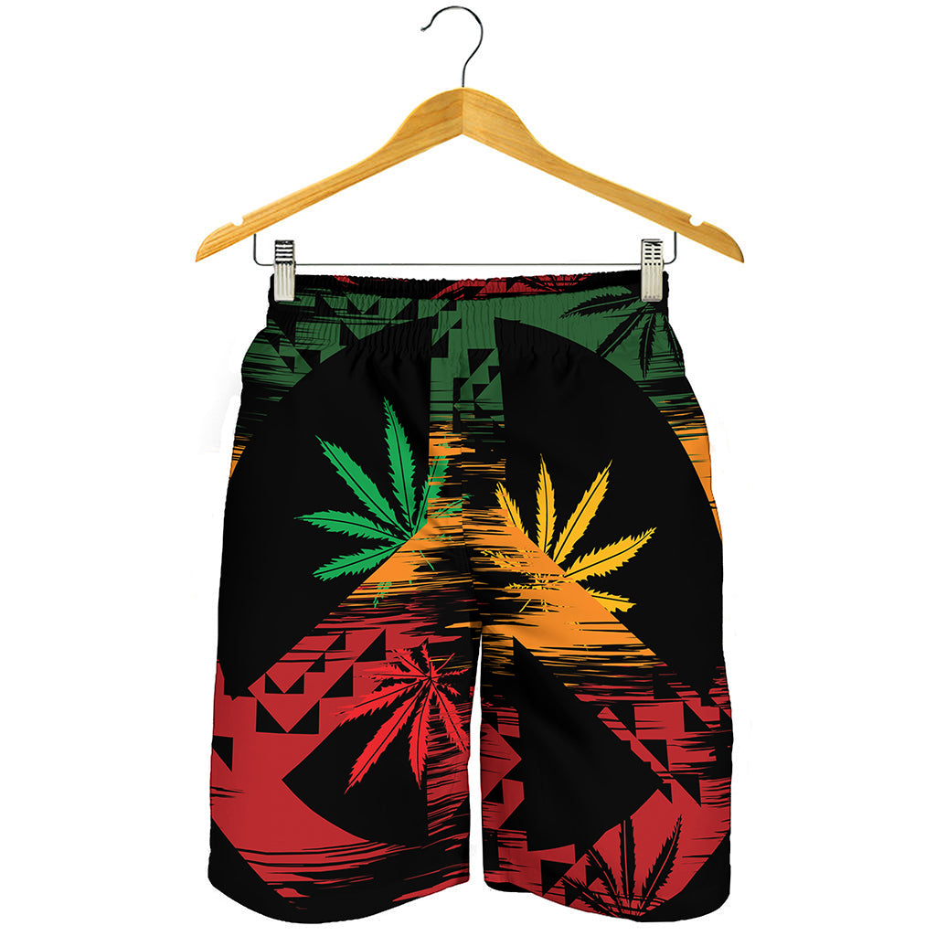 Rasta Peace Sign Print Men's Shorts