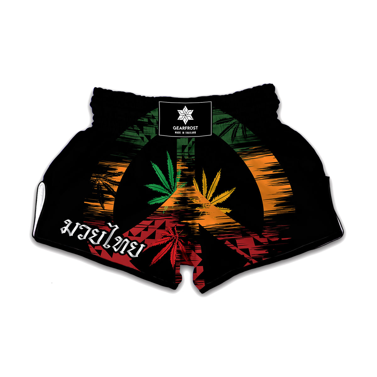 Rasta Peace Sign Print Muay Thai Boxing Shorts