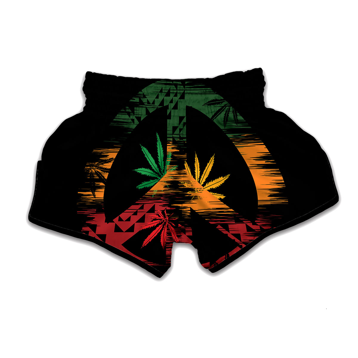 Rasta Peace Sign Print Muay Thai Boxing Shorts