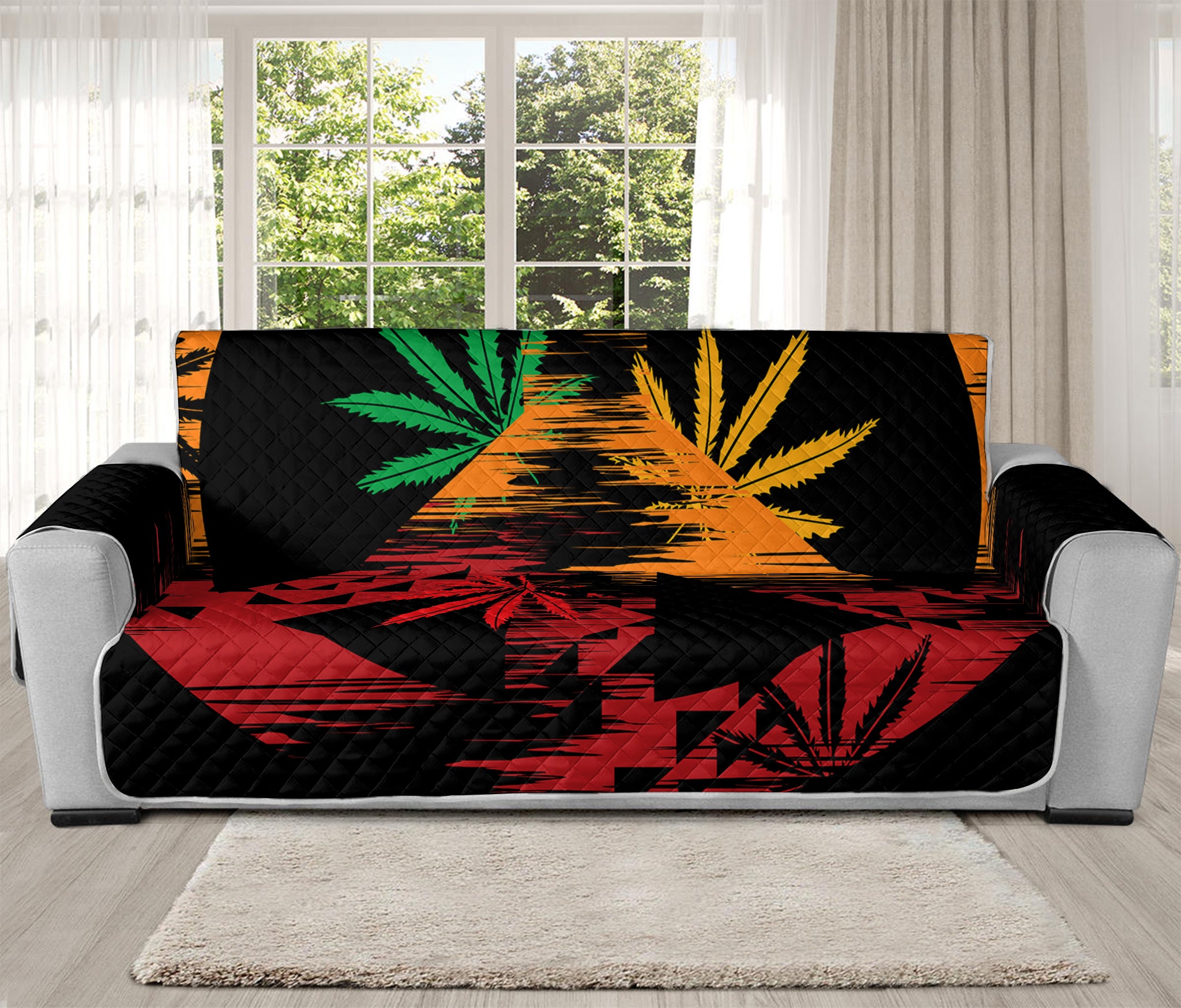 Rasta Peace Sign Print Oversized Sofa Protector