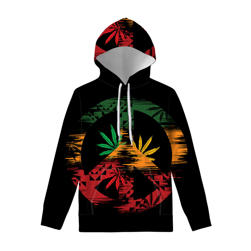 Rasta Peace Sign Print Pullover Hoodie