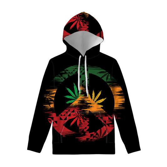 Rasta Peace Sign Print Pullover Hoodie