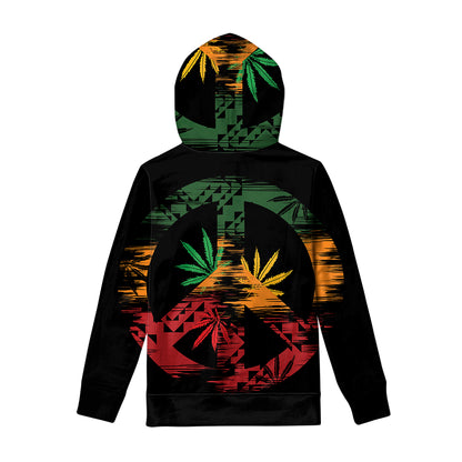 Rasta Peace Sign Print Pullover Hoodie