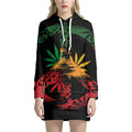 Rasta Peace Sign Print Pullover Hoodie Dress
