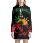 Rasta Peace Sign Print Pullover Hoodie Dress