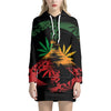 Rasta Peace Sign Print Pullover Hoodie Dress