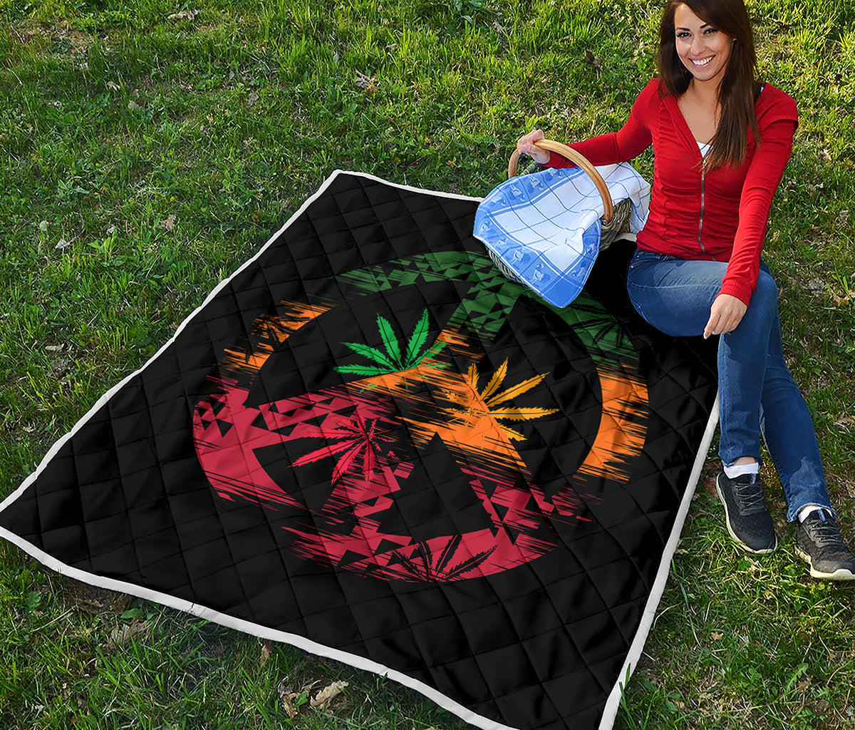 Rasta Peace Sign Print Quilt