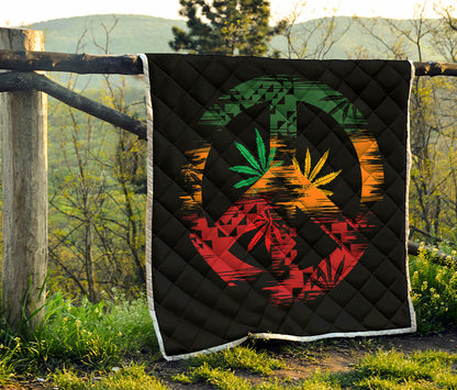Rasta Peace Sign Print Quilt