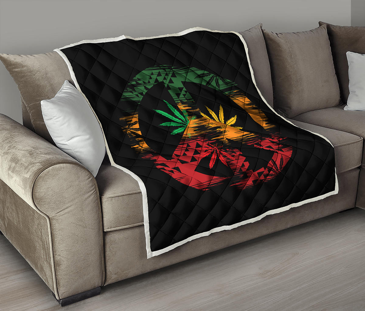 Rasta Peace Sign Print Quilt