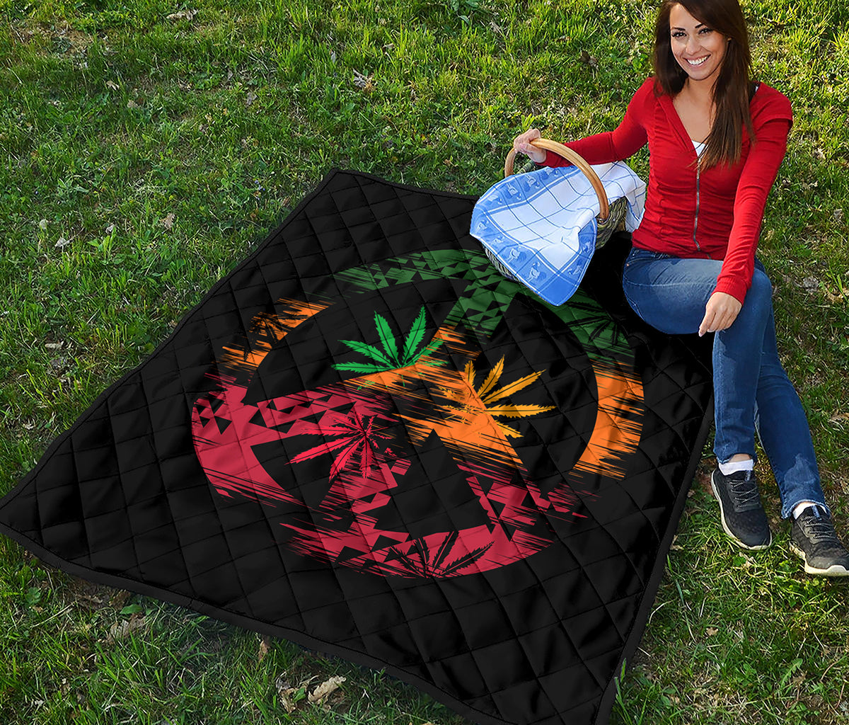 Rasta Peace Sign Print Quilt