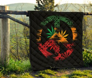 Rasta Peace Sign Print Quilt