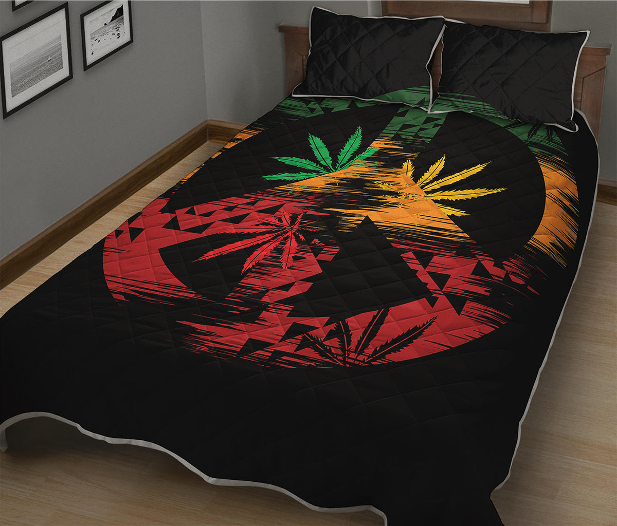 Rasta Peace Sign Print Quilt Bed Set