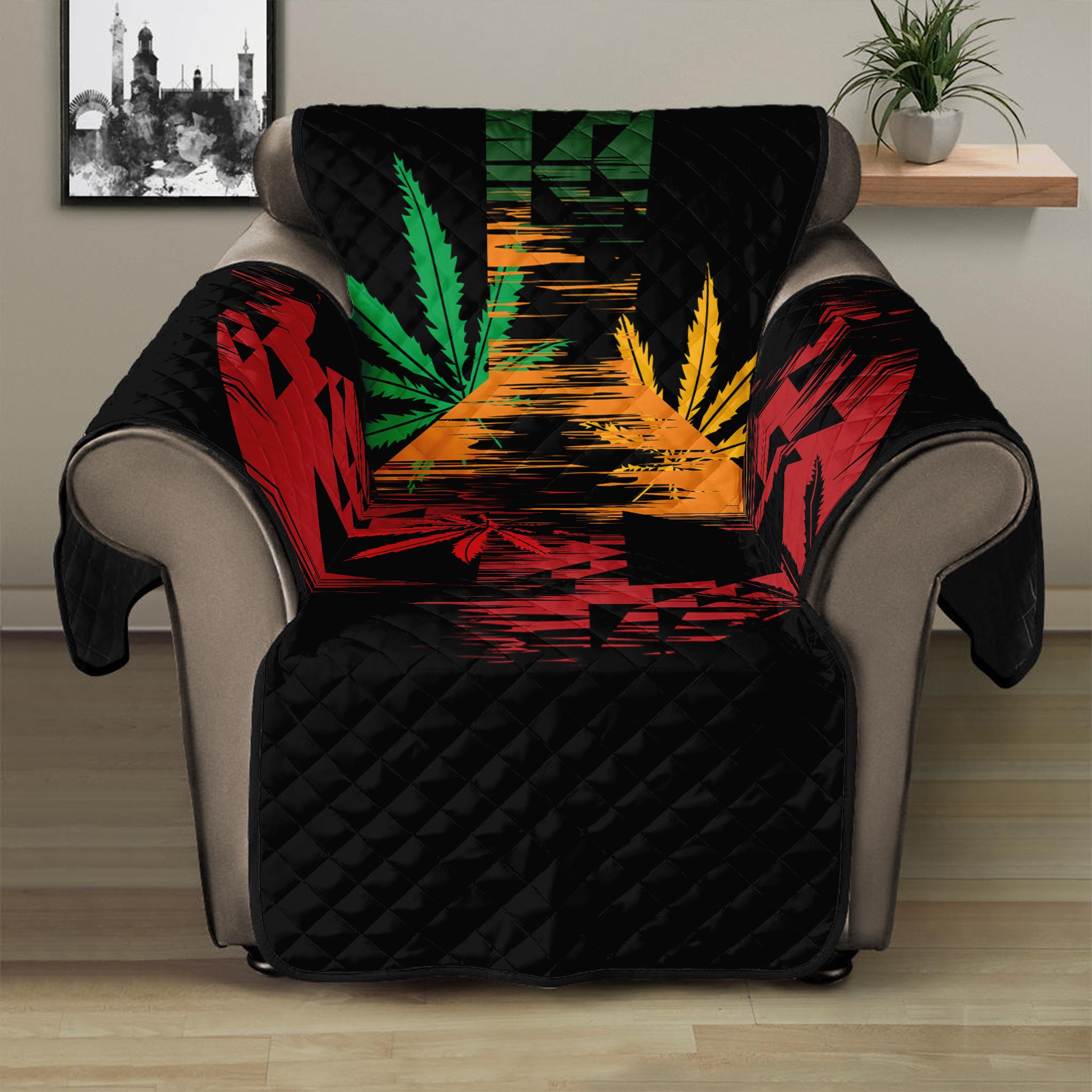 Rasta Peace Sign Print Recliner Protector