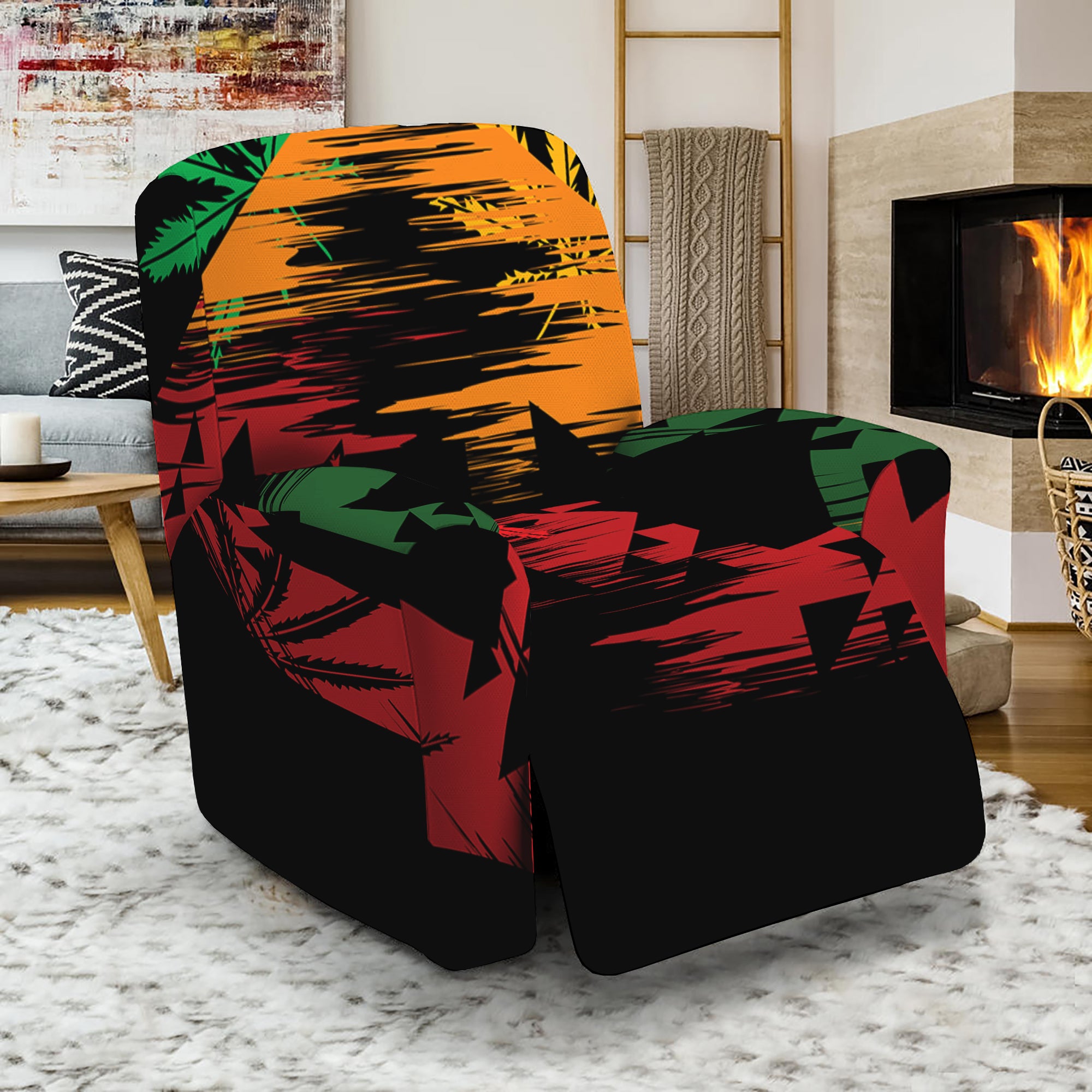 Rasta Peace Sign Print Recliner Slipcover