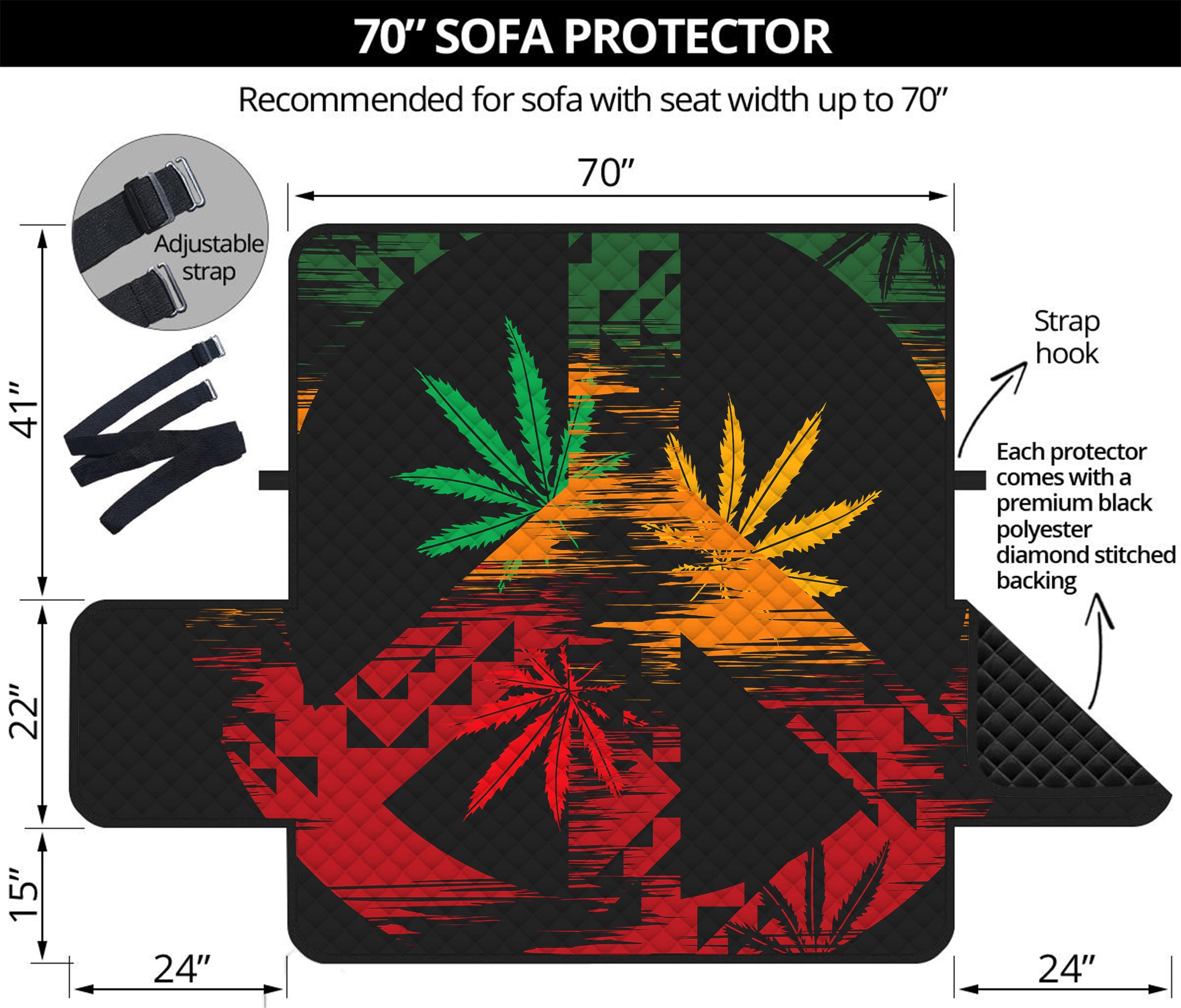 Rasta Peace Sign Print Sofa Protector