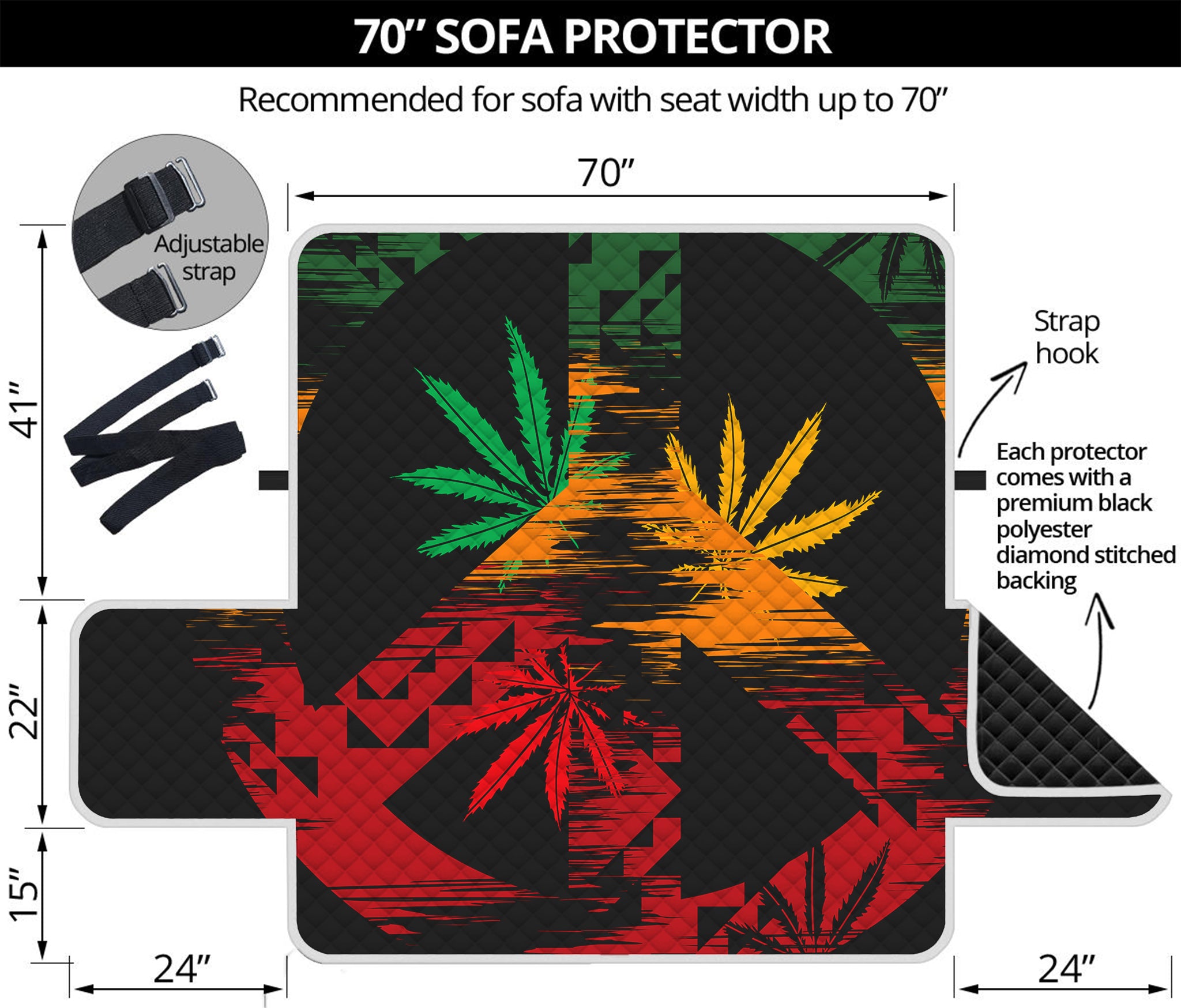 Rasta Peace Sign Print Sofa Protector