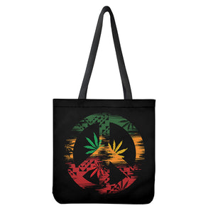 Rasta Peace Sign Print Tote Bag