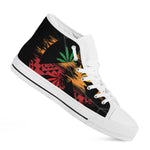 Rasta Peace Sign Print White High Top Sneakers