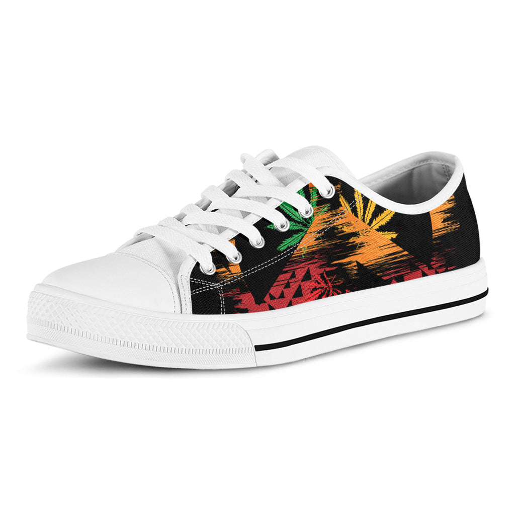 Rasta Peace Sign Print White Low Top Shoes