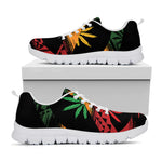 Rasta Peace Sign Print White Sneakers