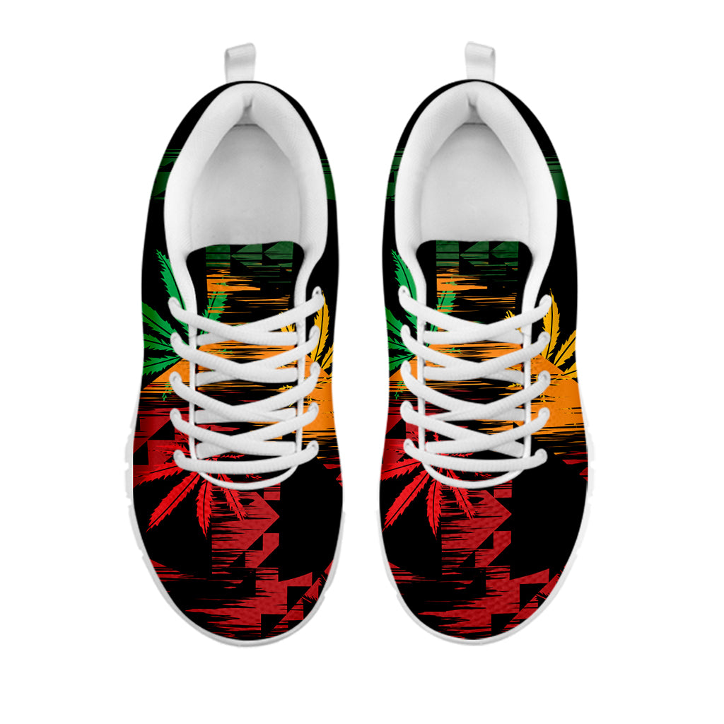 Rasta Peace Sign Print White Sneakers