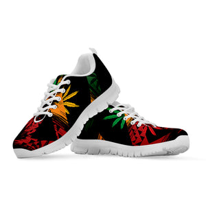 Rasta Peace Sign Print White Sneakers