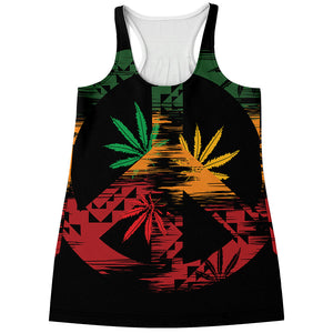 Rasta Peace Sign Print Women's Racerback Tank Top