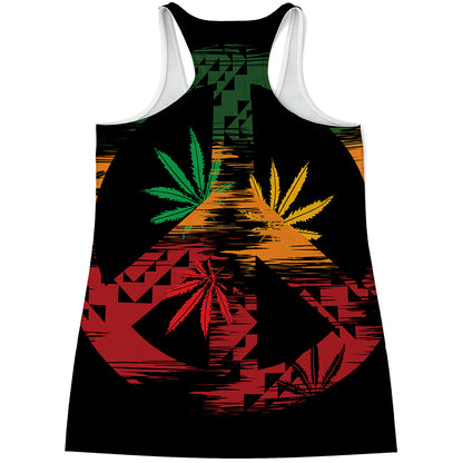 Rasta Peace Sign Print Women's Racerback Tank Top