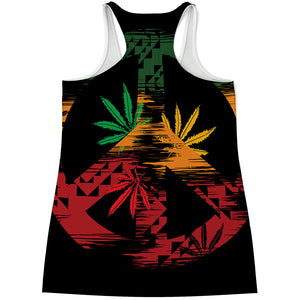 Rasta Peace Sign Print Women's Racerback Tank Top