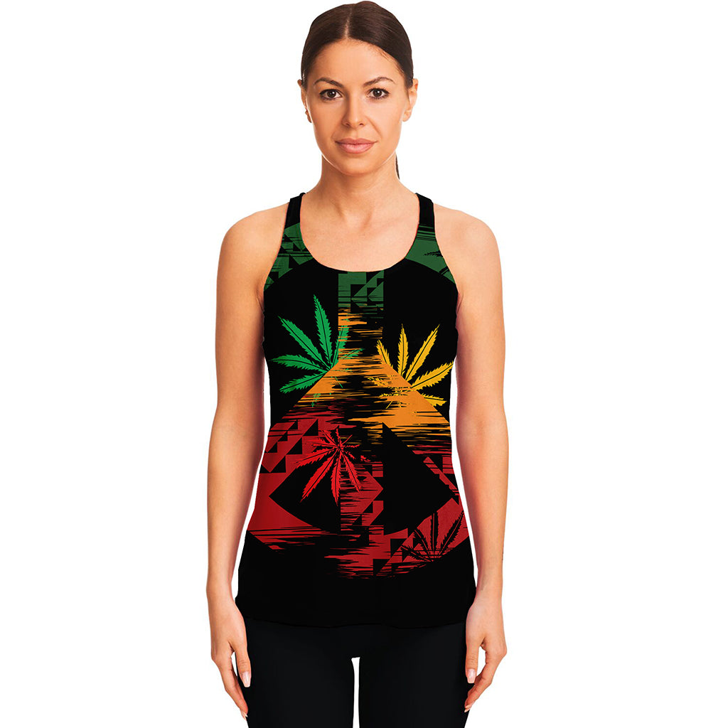 Rasta Peace Sign Print Women's Racerback Tank Top