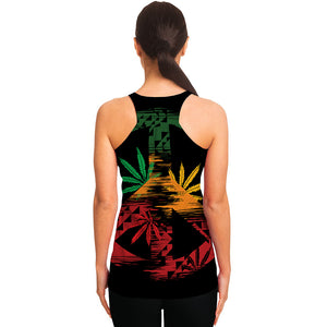 Rasta Peace Sign Print Women's Racerback Tank Top