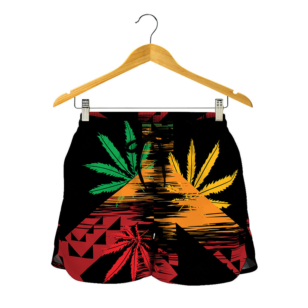 Rasta Peace Sign Print Women's Shorts