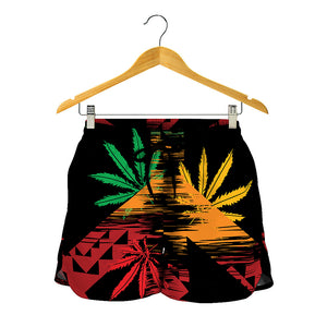 Rasta Peace Sign Print Women's Shorts