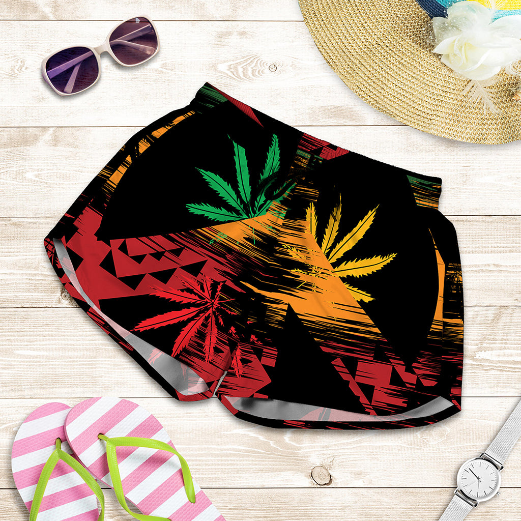 Rasta Peace Sign Print Women's Shorts