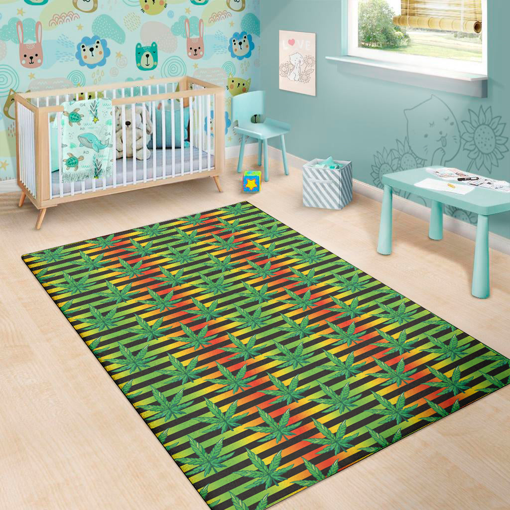Rasta Striped Pattern Print Area Rug