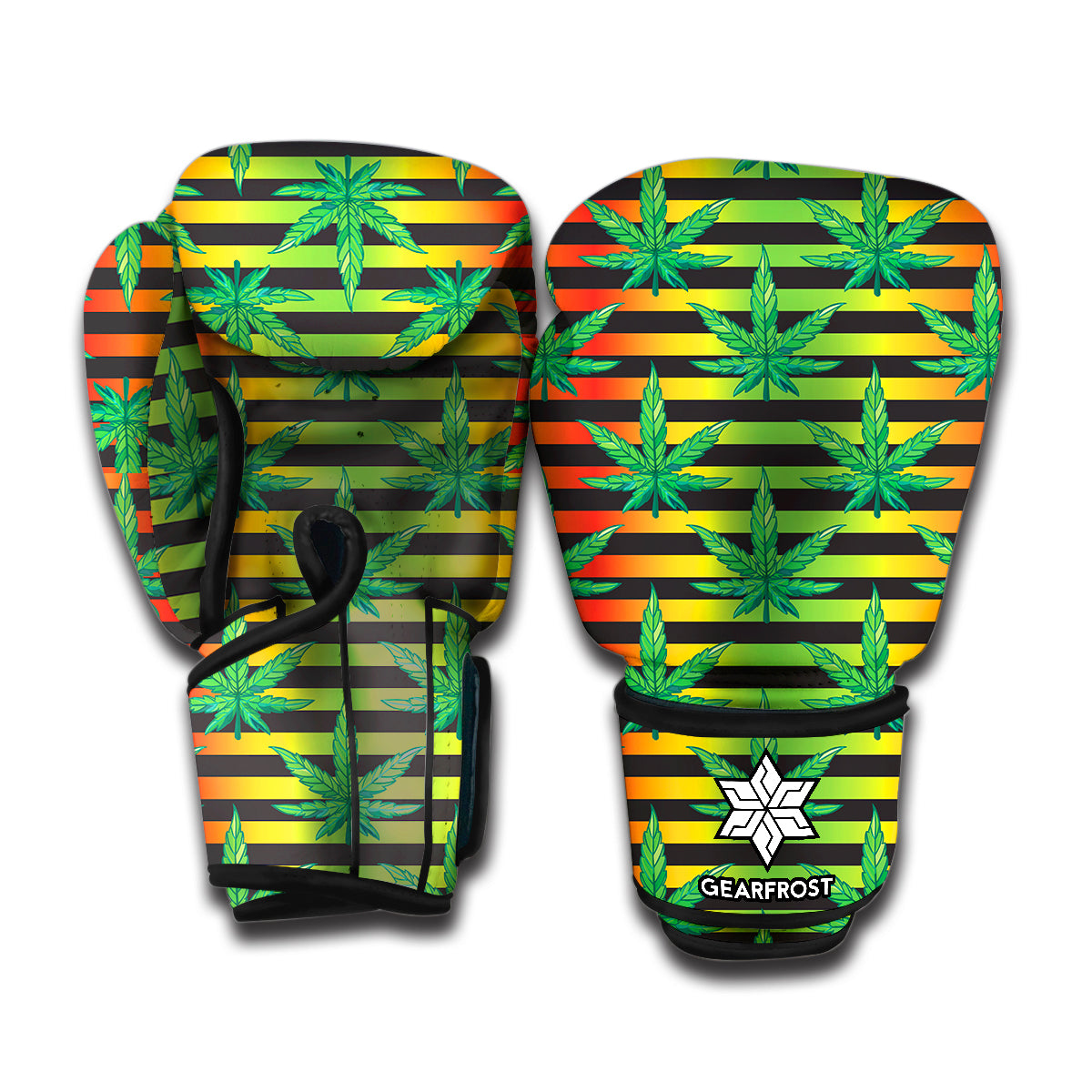 Rasta Striped Pattern Print Boxing Gloves
