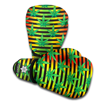 Rasta Striped Pattern Print Boxing Gloves