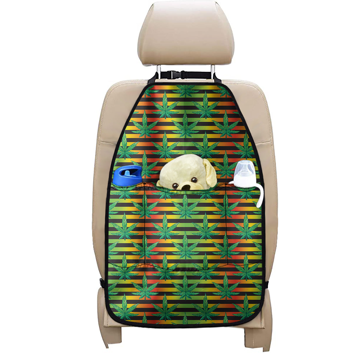 Rasta Striped Pattern Print Car Seat Organizers