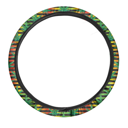 Rasta Striped Pattern Print Car Steering Wheel Cover