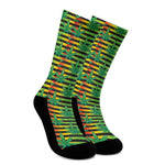 Rasta Striped Pattern Print Crew Socks