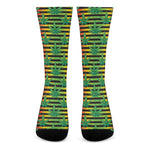 Rasta Striped Pattern Print Crew Socks